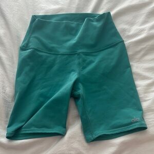 ALO Yoga Green High-Waist Bike Shorts